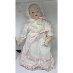 Vintage 10" Porcelain CHRISTENING DRESSED Baby DOLL Poole's Collector's Society